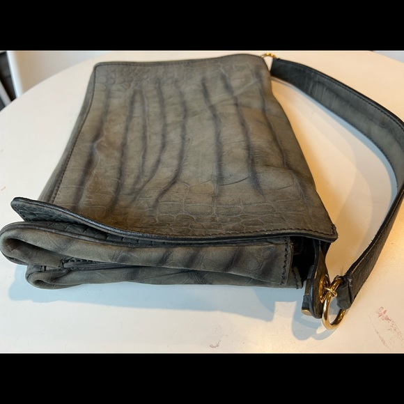 Yves Saint Laurent YSL Crocodile Embossed Nubuck Catwalk Bag in Anthracite Grey - Picture 5 of 7